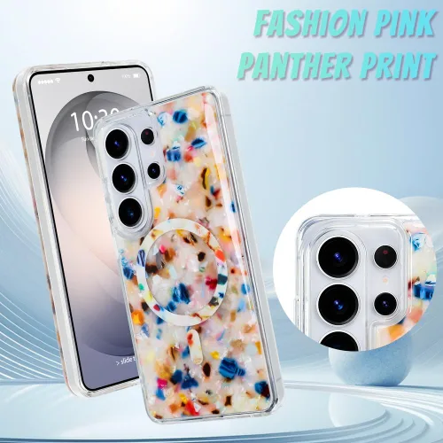 Vista 823 de Bonoma - Funda compatible con Samsung Galaxy S21 Plus, diseño de corazón con purpurina, color rosa Support for MagSafe, Plating Magnetic Case TPU