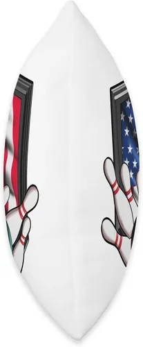 Vista 2 de Bowling Club Bowler Bowling Ball Skittles Holiday USA Flag America Pin - Cojín de bolos, 16 x 16 pulgadas, multicolor