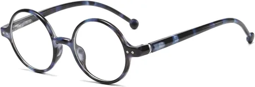 Vista 13 de JOVAKIT Lentes de bloqueo de luz azul redondos retro para mujeres y hombres, estilo literario vintage, sin receta