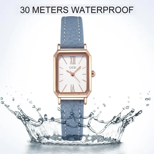 Vista 5 de TOOCAT Reloj de pulsera para mujer, ultrafino, elegante, simple, cuadrado, de cuarzo, con correa de cuero, 98.4 ft, impermeable, analógico