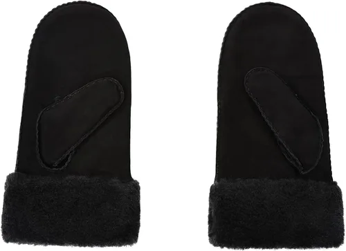Vista 2 de Surblue Manoplas de gamuza de oveja de invierno para hombre, piel de oveja de alta calidad, cálido puño grueso forrado de lana de cordero