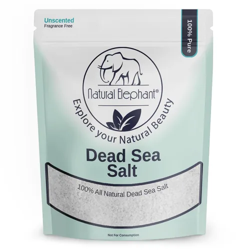 Vista 5 de Natural Elephant Sal de baño del Mar Muerto Bolsa de 1 libra (16 onzas) 100% natural y pura Grano grueso Ideal para baños y remojos