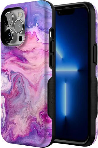 Vista 2 de Casely Funda para iPhone 13 Pro Tie Dying Over You Mármol morado Diseño protector audaz Compatible con MagSafe
