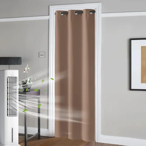 Vista 35 de RYB HOME Cortinas portátiles para puerta con privacidad, cortinas opacas y aislantes térmicas para dormitorio, armario, sala de estar, comedor, Beige