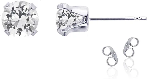 Vista 25 de Aretes de tuerca de plata de ley 925 chapados en oro de 14 quilates macizo, oro amarillo, blanco o rosa de 0.236 in Amatista