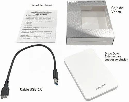 Vista 5 de Avolusion Z1-S - Disco duro externo portátil para juegos USB 3.0 de 500 GB, color blanco (para PS4, preformateado)