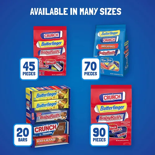 Vista 7 de Butterfinger and Co. Bolsa de dulces de chocolate a granel, mezcla de divertidos dedos de mantequilla, CRUNCH, Baby Ruth y 100 barras de chocolate