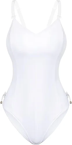 Vista 2 de Conjunto de traje de disfraz de conejito para mujer, una sola pieza, con accesorios, Blanco, L
