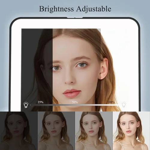 Vista 3 de FUNTOUCH Espejo de tocador de maquillaje recargable con 72 luces LED, espejo de belleza iluminado portátil de viaje, iluminación de 3