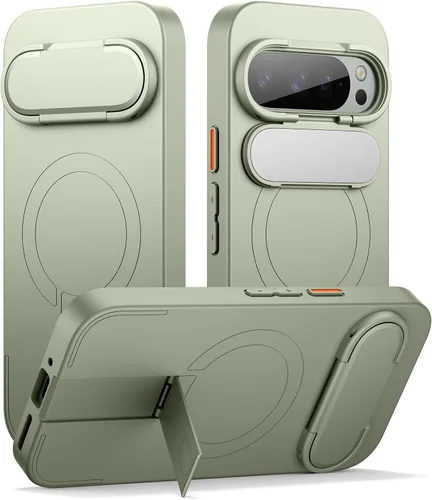 Vista 18 de SURITCH Funda para teléfono Google Pixel 9 Pro XL, compatible con MagSafe, funda protectora con cubierta de cámara y soporte de metal ajustable