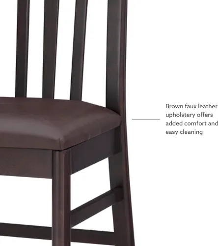 Vista 8 de Linon Kennerli - Juego de 2 sillas de comedor con asiento tapizado de piel sintética, color marrón