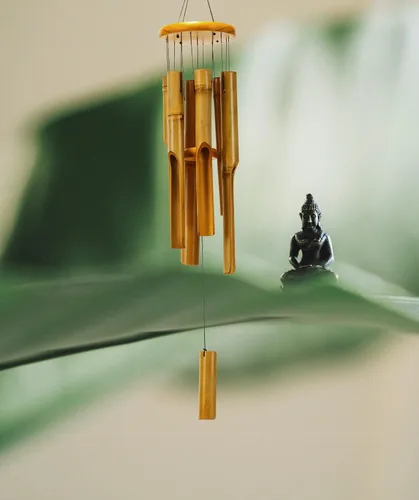Vista 4 de Campanillas de viento de madera de 32 pulgadas para exteriores, tono zen clásico profundo para relajación, patio, jardín, decoración del hogar al