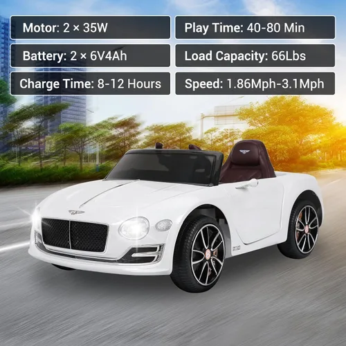 Vista 15 de Auto Bentley con licencia de 12 V con control remoto para niños Verde