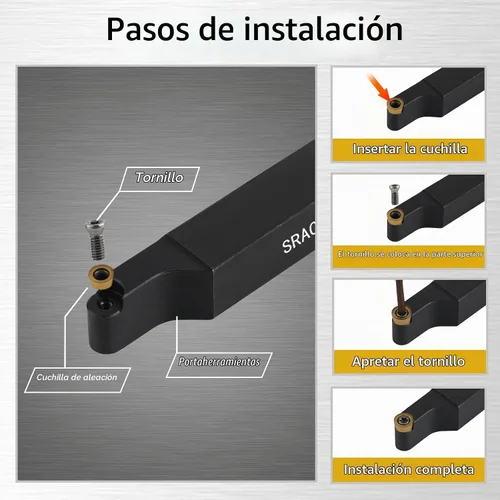 Vista 3 de 1/2" 0.472 in Torno indexable Herramienta de torneado Kit de 12 piezas para torneado