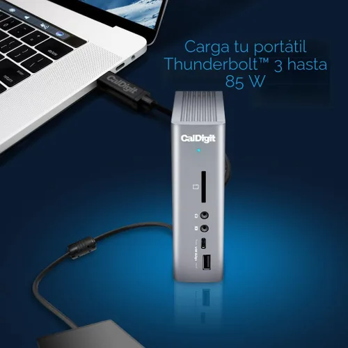 Vista 4 de CalDigit TS3 Plus Thunderbolt 3 Dock - Carga de 87W, 7 puertos USB 3.1, USB-C Gen 2, DisplayPort, ranura para tarjeta SD UHS-II, Gigabit Ethernet