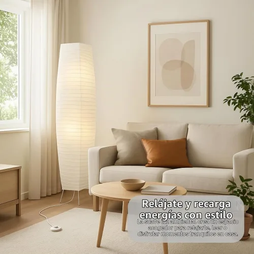 Vista 3 de LIGHTACCENTS Lámparas de pie de papel de arroz para sala de estar, paquete de 2 lámparas de pie de papel blanco con interruptor de pie