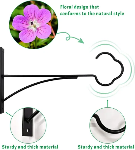 Vista 2 de SNAIL GARDEN Soporte para plantas colgantes, paquete de 2 perchas colgantes para plantas al aire libre con tornillos, ganchos de metal para plantas
