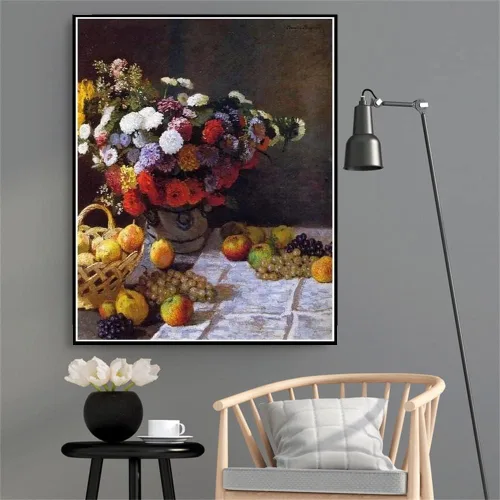 Vista 2 de Kits de pintura por números para adultos y niños, flores en un jarrón de pintura por Claude Monet Kit de pintura por números para niños y adultos