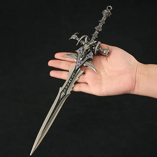 Vista 2 de FAYAIALO Mini espada de escarcha Exhibición de modelo Arthas Cosplay de espuma de metal Exhibición coleccionable
