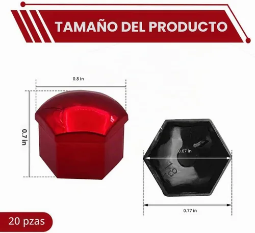 Vista 2 de 20 PIEZAS Cubierta para Tuerca de Rueda, Tuercas de Tornillo de Neumático Hexagonal de 17 mm, Cubierta Protectora a Prueba de Óxido y Polvo, Cáscara