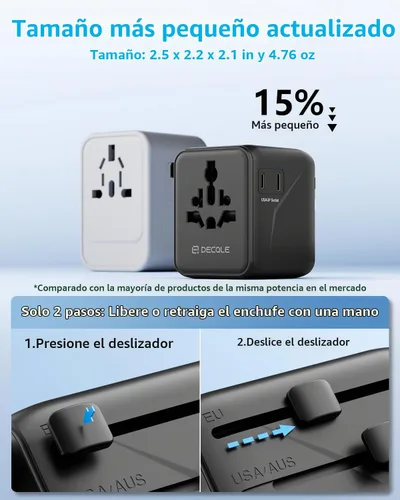Vista 5 de Adaptador de viaje universal "Pro" 2 USB-C y 2 USB-A Cover 200+ Países