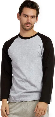 Vista 7 de Men's Full Length Sleeve Raglan Cotton Baseball Tee Shirt