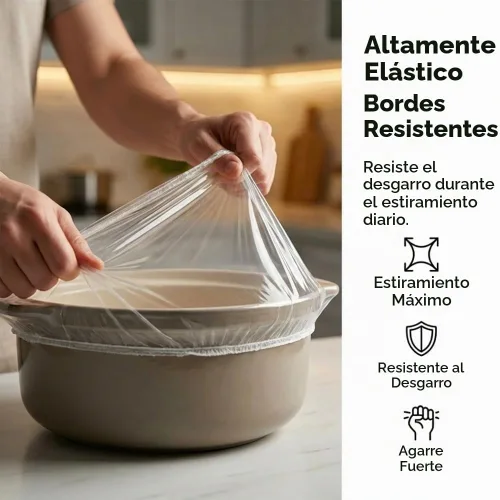 Vista 4 de Cubiertas elásticas desechables para alimentos para tazones reutilizables