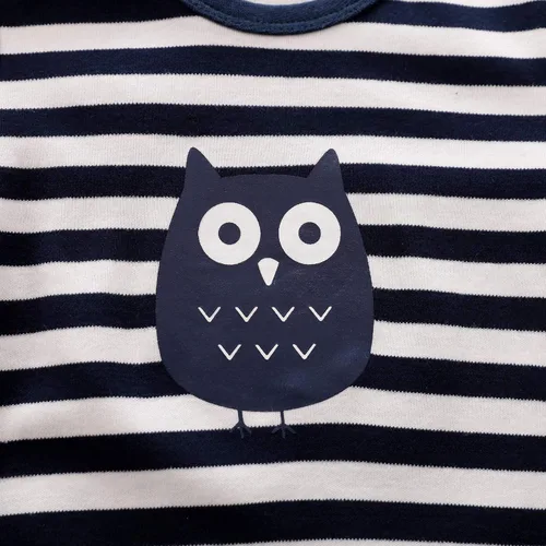 Vista 4 de Bebé Niñas Niños Lindo Azul marino búho Body Trajes recién nacido Rompers+sombrero Saliva Toalla