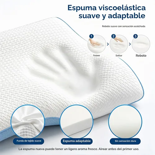Vista 5 de Neck Pillow for Sleeping, Cervical Neck Pillow, Contour Memory Foam Neck support pillow with dual height 4.7 in and 3.9 in, flip for side sleeper or
