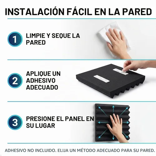 Vista 8 de Paneles de espuma acústica, paquete de 12 paneles de absorción de sonido de cuña de alta densidad de 2 pulgadas, 12 x 12 x 2 pulgadas para estudio