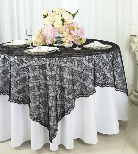 Vista 12 de Superposiciones cuadradas de encaje de 54 pulgadas, manteles de encaje, manteles de encaje, manteles de encaje para decoración de bodas, eventos