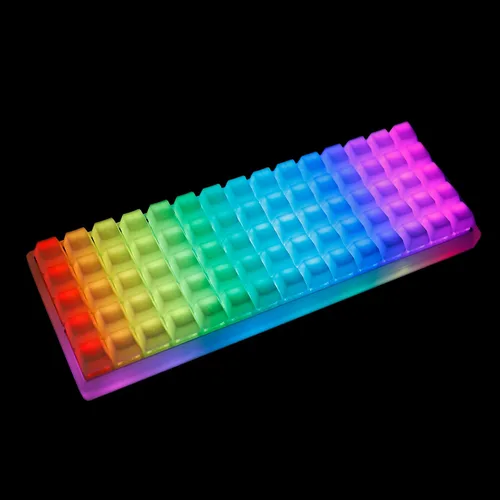 Vista 2 de YMDK Idobao x 75 teclas de diseño ortodoxo a través de placa acrílica intercambiable en caliente intercambiable en caliente RGB PCB teclado mecánico