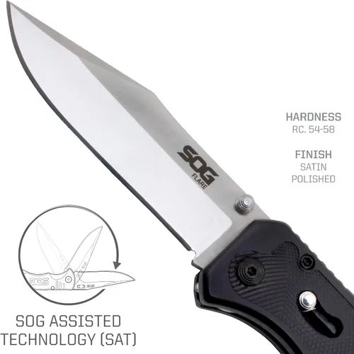 Vista 4 de SOG Flare - Navaja plegable y de bolsillo + navaja táctica plegable Kershaw Appa