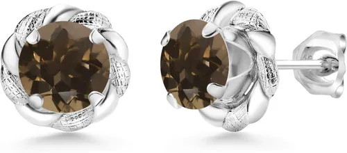 Vista 346 de Gem Stone King Aretes de plata de ley 925 de 0.236 in con piedra natal redonda para mujer