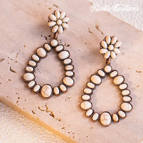 Vista 3 de Pendientes de turquesa occidental de Rustic Couture para mujer, joyería de país occidental