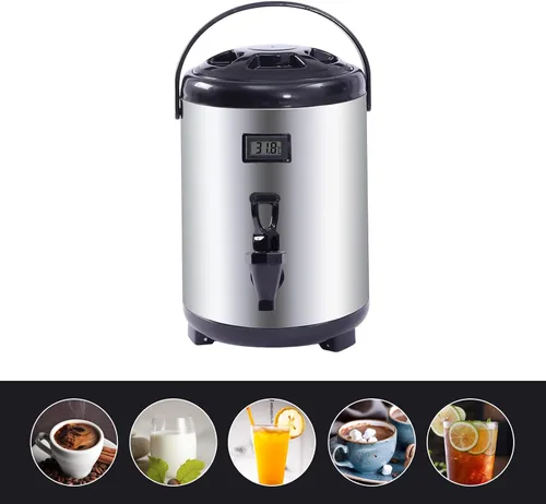 Vista 8 de Dispensador de bebidas aislado de acero inoxidable, dispensador térmico aislado de bebidas frías y calientes con grifo para té caliente, café, leche