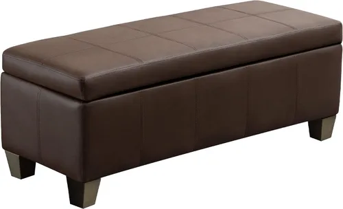 Vista 18 de 41" Storage Ottoman, Storage Bench with Safety Hinge, Upholstered Synthetic Leather Ottoman Bench for Bedroom, Living Room, Entryway, Hallway, Foot