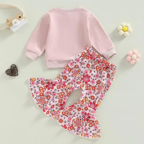 Vista 7 de Conjunto de ropa para el día de San Valentín con parte inferior acampanada para bebé niña