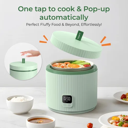 Vista 2 de TOKIT Olla Arrocera Pequeña 3 Tazas Sin Cocinar/6 Tazas Cocidas, Olla Arrocera Mini Moderna Multifuncional con Temporizador de 24 H y Calentador