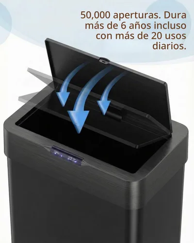 Vista 8 de TLSUNNY Bote de basura con sensor de movimiento de 13.2 galones, cubo de Negro