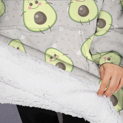Vista 5 de Wearable Oversized Blanket,Sherpa Blanket Hoodie with Super Pockets,Super Warm Fuzzy Pullover for Women & Men