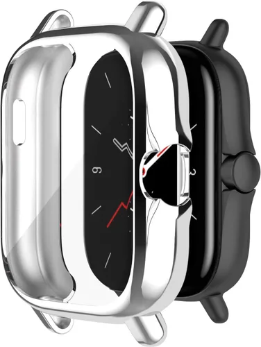 Vista 11 de FitTurn Funda protectora de pantalla compatible con Amazfit GTS 2/GTS3, proceso de chapado completo, color metal, TPU, a prueba de golpes, carcasa