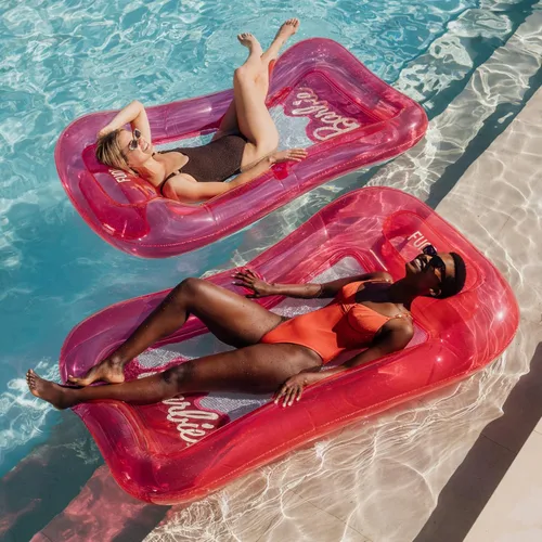Vista 3 de FUNBOY Hamaca de malla inflable transparente para piscina, hamaca de agua de malla con almohada incorporada de 70 pulgadas, hamaca flotante