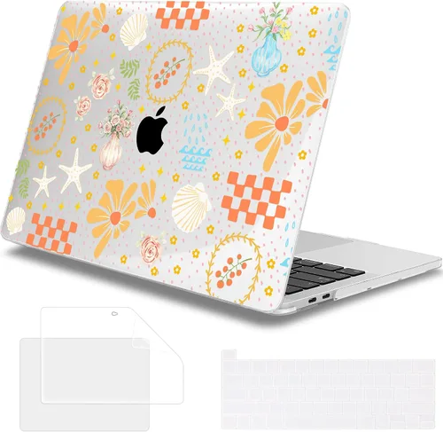 Vista 22 de Mektron Funda para MacBook Pro de 13 pulgadas 2022 2021 2020 versión A2338 M2 M1 A2289 A2251, cubierta rígida de plástico impresa para MacBook Pro