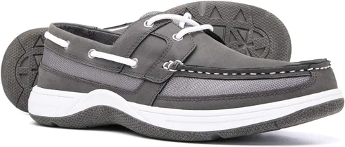 Vista 2 de Zapatos casuales para hombre - Zapatos de barco cómodos de espuma viscoelástica duradera para hombre, suela de goma, piel sintética y cordones