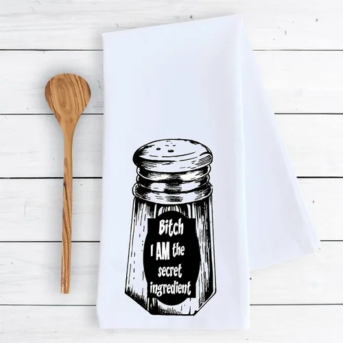 Vista 2 de Kitchen Dish Towel Btch I am The Secret Ingredient Salt Funny Cute Decor Drying Cloth100% Cotton