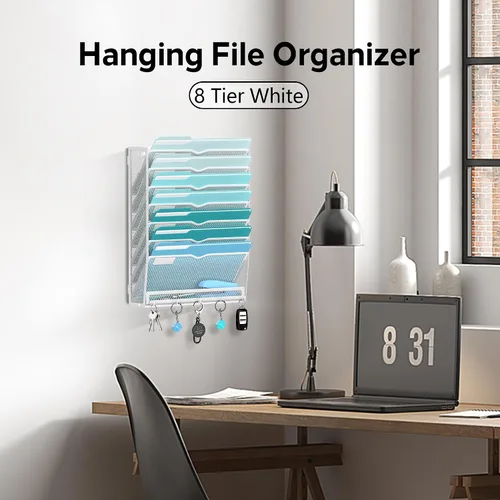 Vista 5 de Organizador de archivos de pared de 8 niveles y organizador de correo Blanco