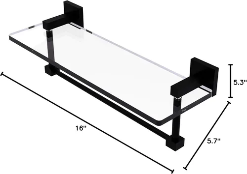 Vista 2 de Allied Brass MT-1-16TB Montero Collection - Estante de cristal integrado para tocador de 16 pulgadas, color negro mate