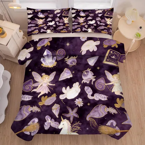 Vista 32 de kxry Lindo juego de edredón de niña negra, juegos de ropa de cama individual de niña afroamericana para niños, bonito edredón de nubes estrelladas