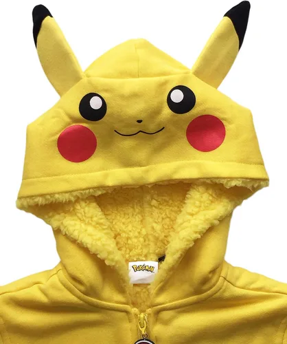 Vista 3 de Pokemon Sudadera con capucha de vellón Sherpa para niños de Pikachu, Amarillo